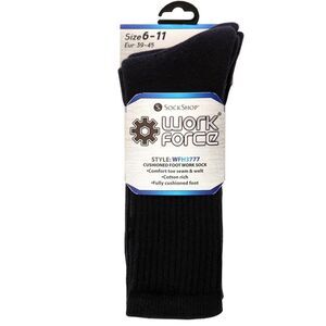 Work Force Mens Cotton Rich Socks (Pack of 2 Pairs) / Black